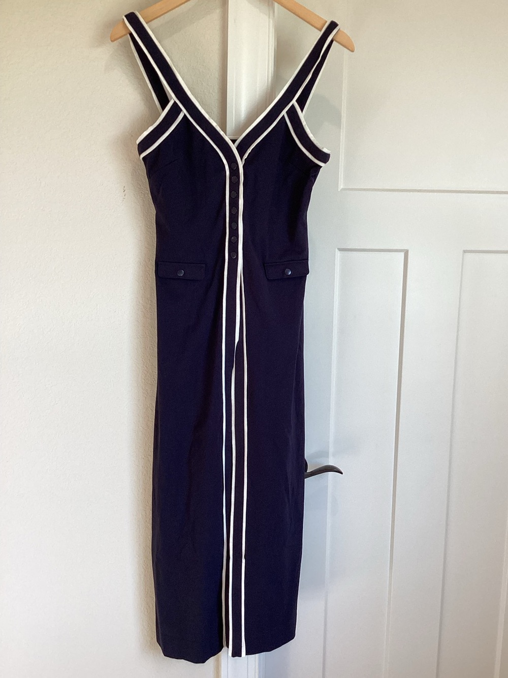 Anthropologie Button Front Long Line Shirt Maeve New Small Navy Blue - Picture 6 of 14